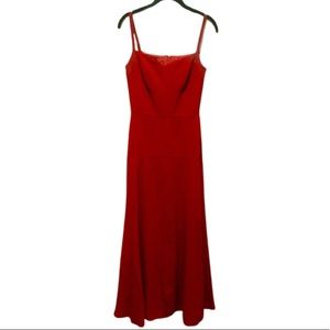 RARE VTG Claude Montana Red Fitted Crepe Maxi Dress / Ball Gown